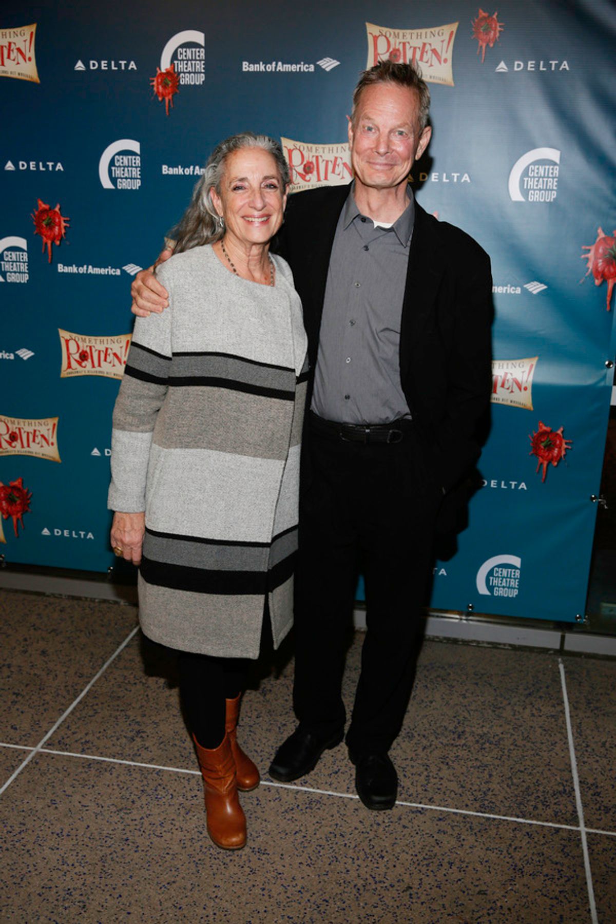 Martha Roth and actor Bill Irwin arrive for the opening night performance of 'Something Rotten!' at Center Theatre Group/Ahmanson Theatre on Tuesday, November 21, 2017, in Los Angeles, California. (Photo by Ryan Miller/Capture Imaging) at 