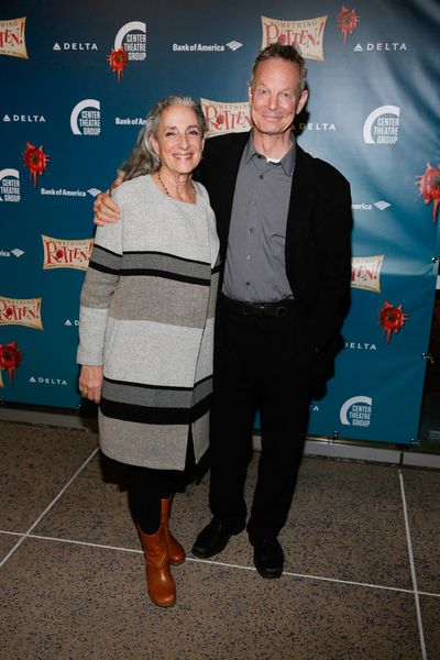Martha Roth and actor Bill Irwin arrive for the opening night performance of "Somethi Photo
