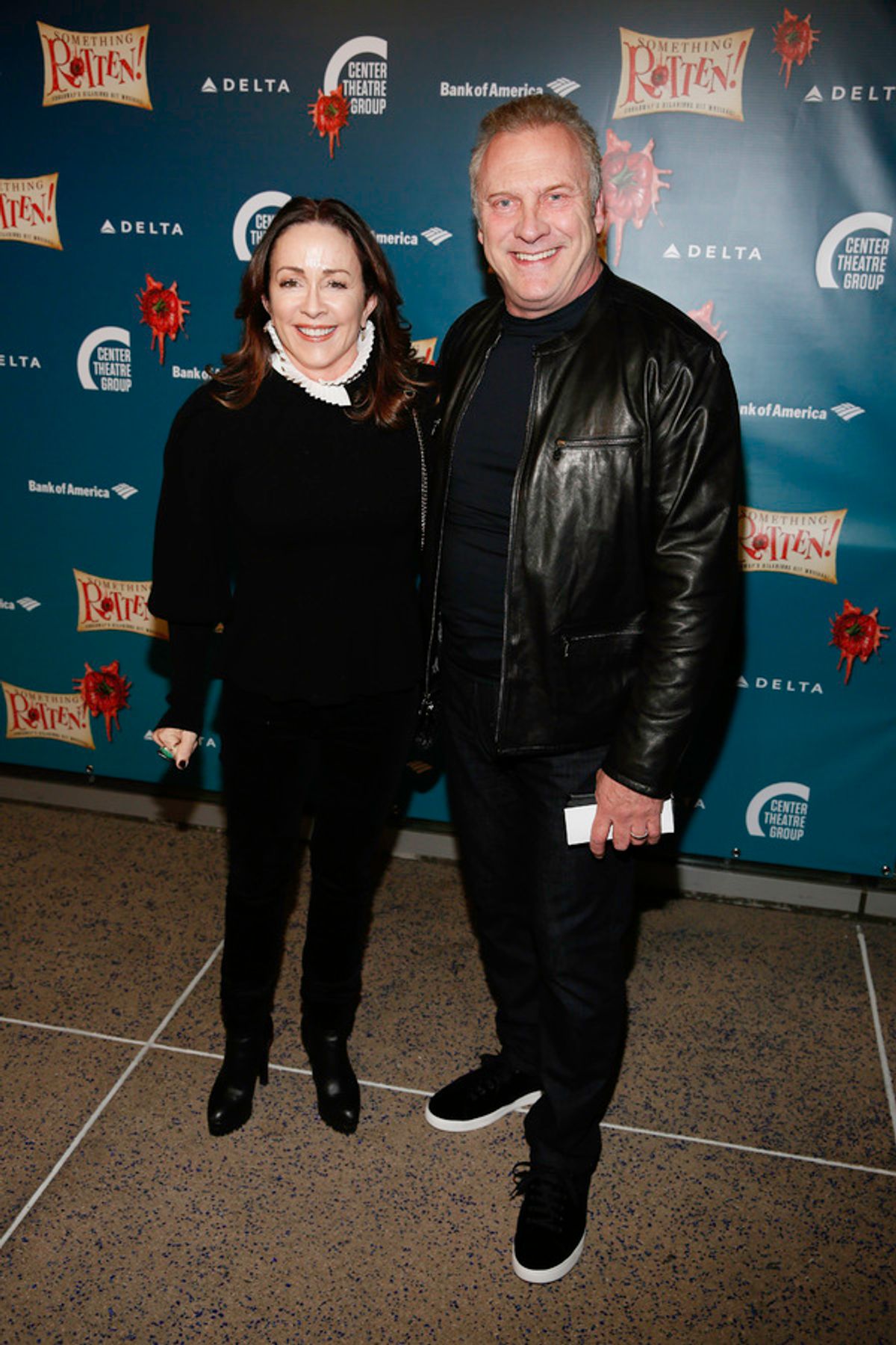 Actors Patricia Heaton and David Hunt arrive for the opening night performance of 'Something Rotten!' at Center Theatre Group/Ahmanson Theatre on Tuesday, November 21, 2017, in Los Angeles, California. (Photo by Ryan Miller/Capture Imaging) at 
