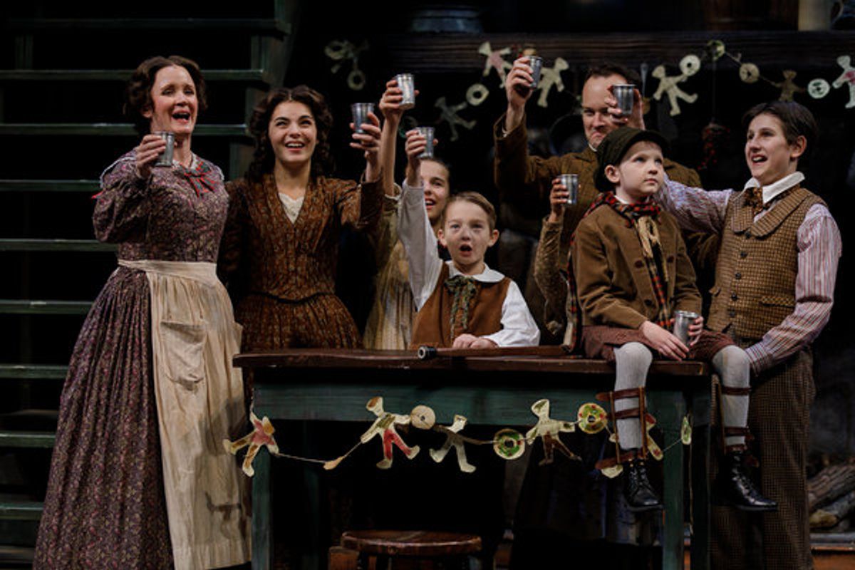 Jean McCormick (Mrs. Cratchit), Jamie LaVerdiere (Bob Cratchit) and the Cratchit Family at 