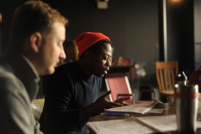 Director Brian Maschka and actor Daniel Kyri at the table read for Lonely Planet in C Photo