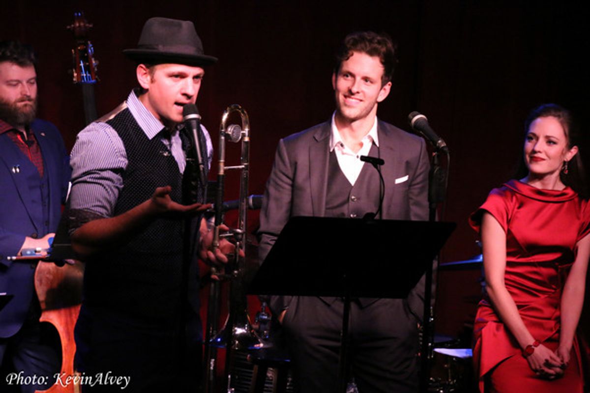 Geoff Packard, Joe Carroll, Laura Osnes at 