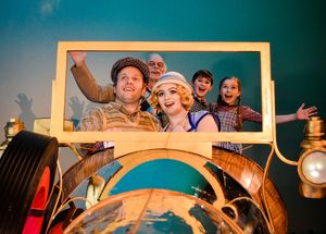 Nelsen Spickard as Grandpa Potts, Ryan Patrick O'Donnell as Caractacus Potts, Mackenzie Brown as Truly Scrumptious, Evelyn Cantwell as Jemima Potts, Gracie Payne as Jeremy Potts @ BroadwayWorld Nelsen Spickard as Grandpa Potts, Ryan Patrick O'Donnell as Caractacus Potts, Mackenz Photo