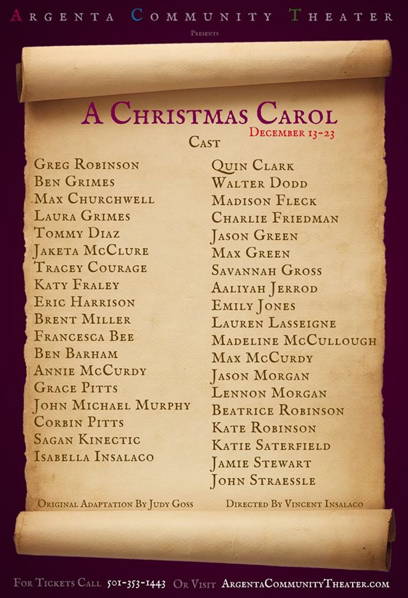 Argenta Community Theater to Stage A CHRISTMAS CAROL Argenta Community Theater to Stage A CHRISTMAS CAROL Image