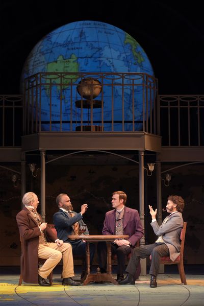 Phileas Fogg (right center, Jason Kuykendall) bets he can circumnavigate the globe to Photo
