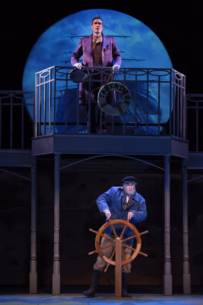 L-R: Phileas Fogg (top, Jason Kuykendall) travels from Hong Kong to Yokohama aboard a Photo
