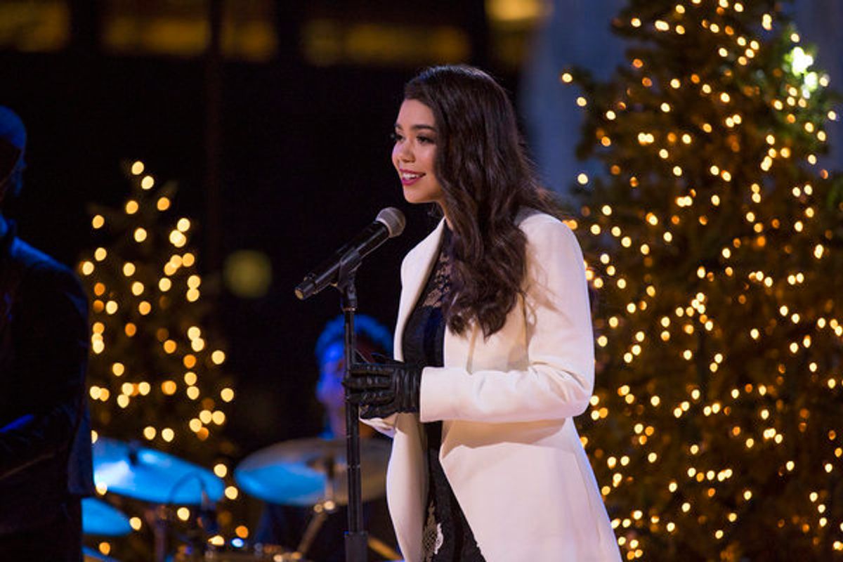 CHRISTMAS IN ROCKEFELLER CENTER -- Pictured:  Auli'i Cravalho rehearses for the 2017 Christmas in Rockefeller Center  -- (Photo by: Eric Liebowitz/NBC) at 