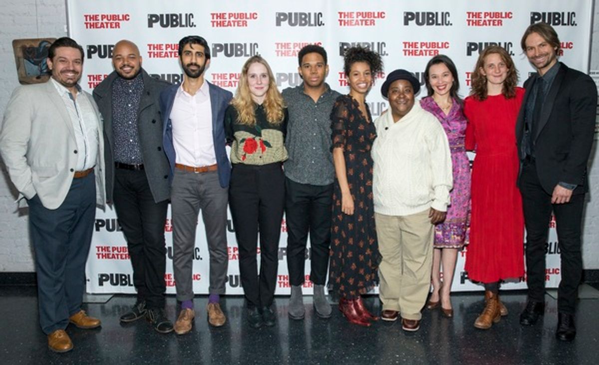 The company and Director Lee Sunday Evans of The Public Theater's Mobile Unit production of THE WINTER'S TALE at the opening night celebration. at 