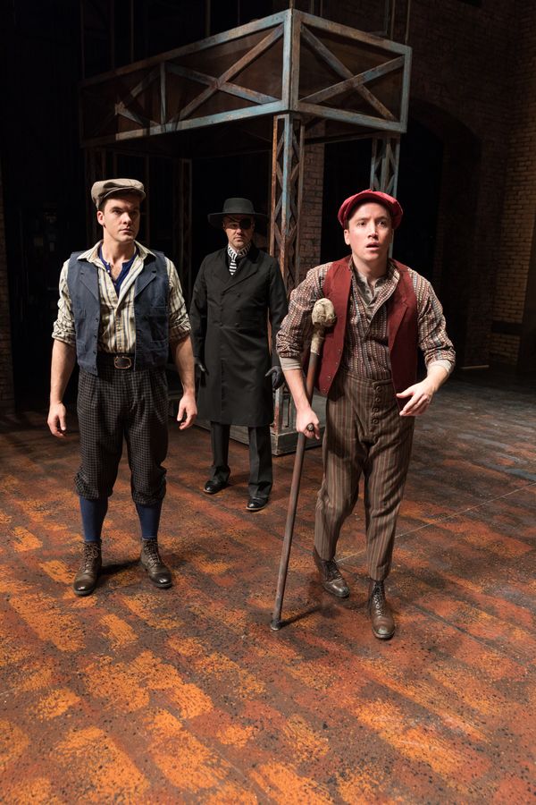 Jonathan Shew (Jack Kelly), David Guy Holmes (Snyder) and Austin Archer (Crutchie) Photo