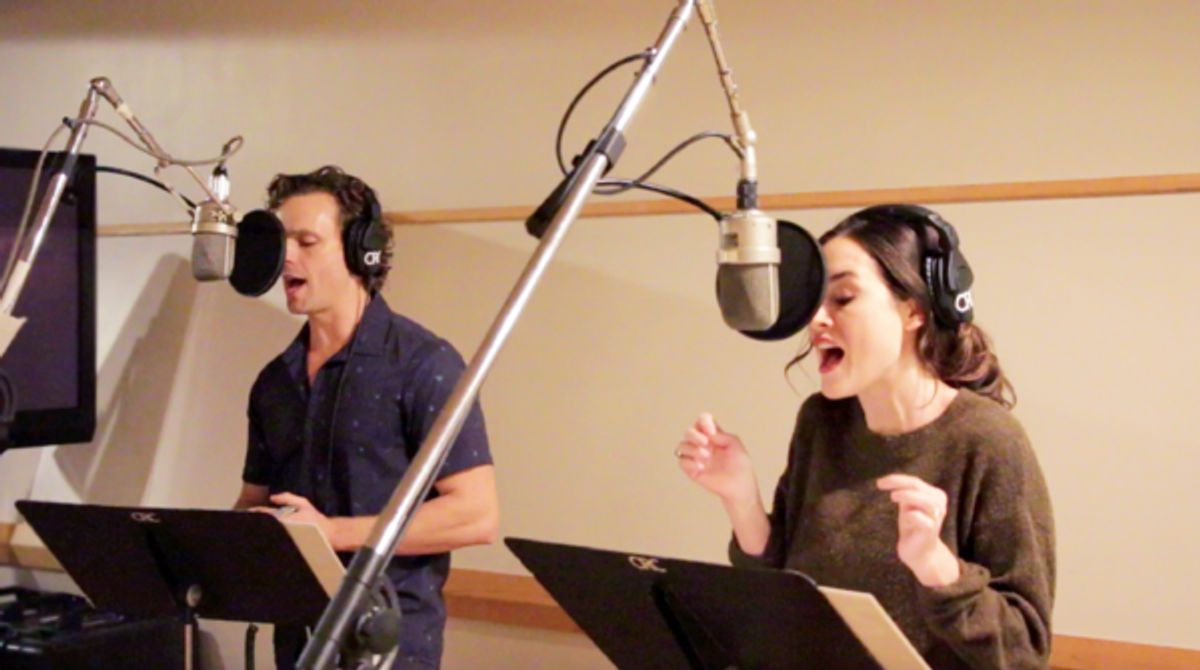 Paul Alexander Nolan and Alison Luff  at the Original Broadway Cast Recording session of Escape to Margaritaville (photo by Michael Karns) at 