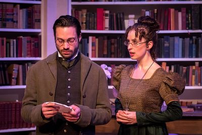  (l) Jonathan Horne (Arthur De Bourgh) and (r) Amelia Fischer (Mary Bennet)  Photo