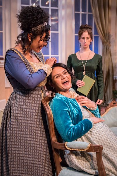 . left to right: Julissa Sabino (Elizabeth Darcy), Maria Rodriguez-Sager (Jane Bingle Photo