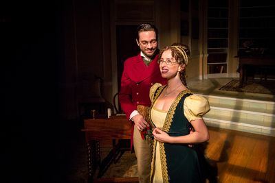  (l) Jonathan Horne (Arthur De Bourgh) and (r) Amelia Fischer (Mary Bennet)  Photo