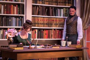 (l) Amelia Fischer (Mary Bennet) and (r) Lee Osorio (Fitzwilliam Darcy)  Photo