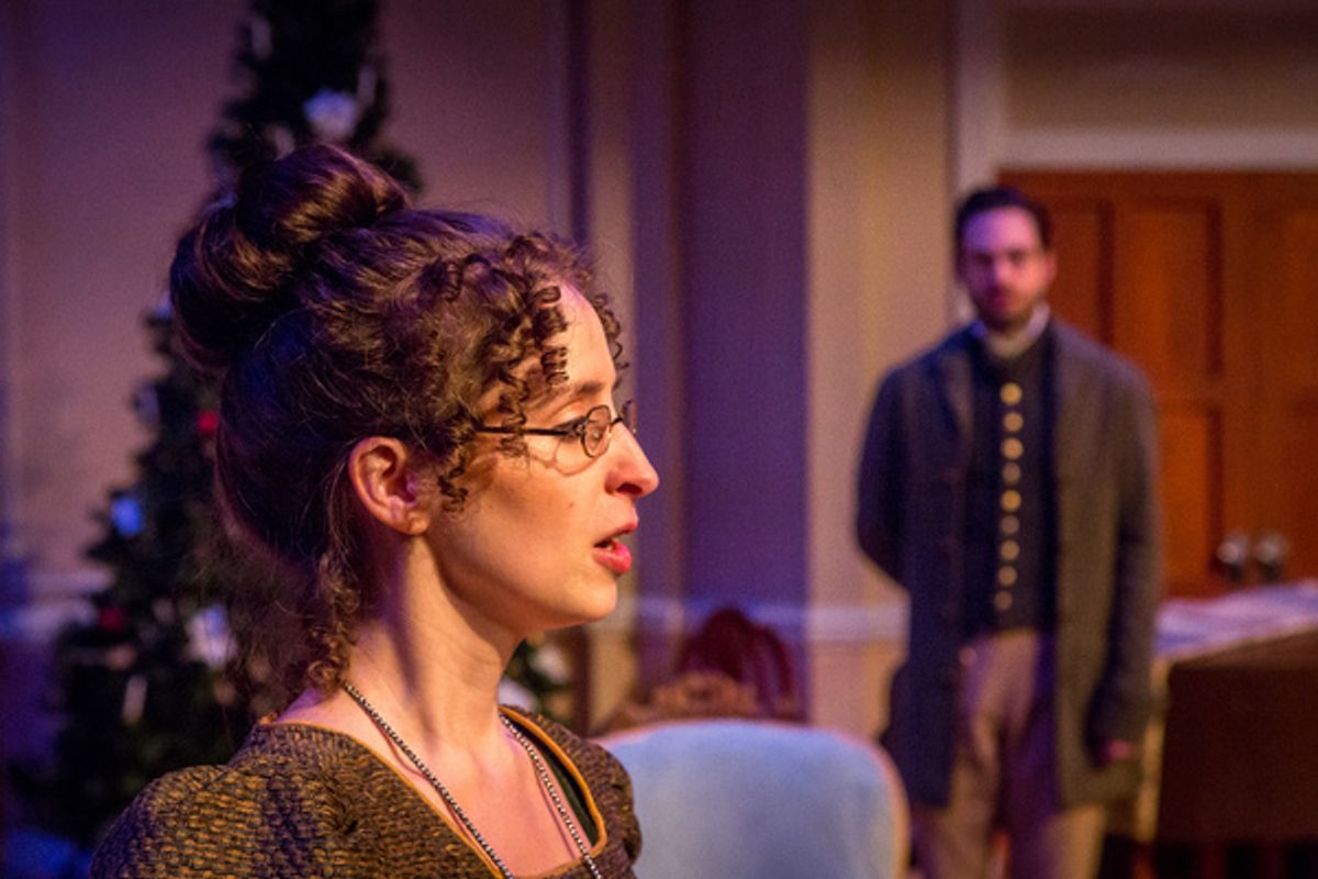  (l) Amelia Fischer (Mary Bennet) and (r) Jonathan Horne (Arthur De Bourgh)  at 