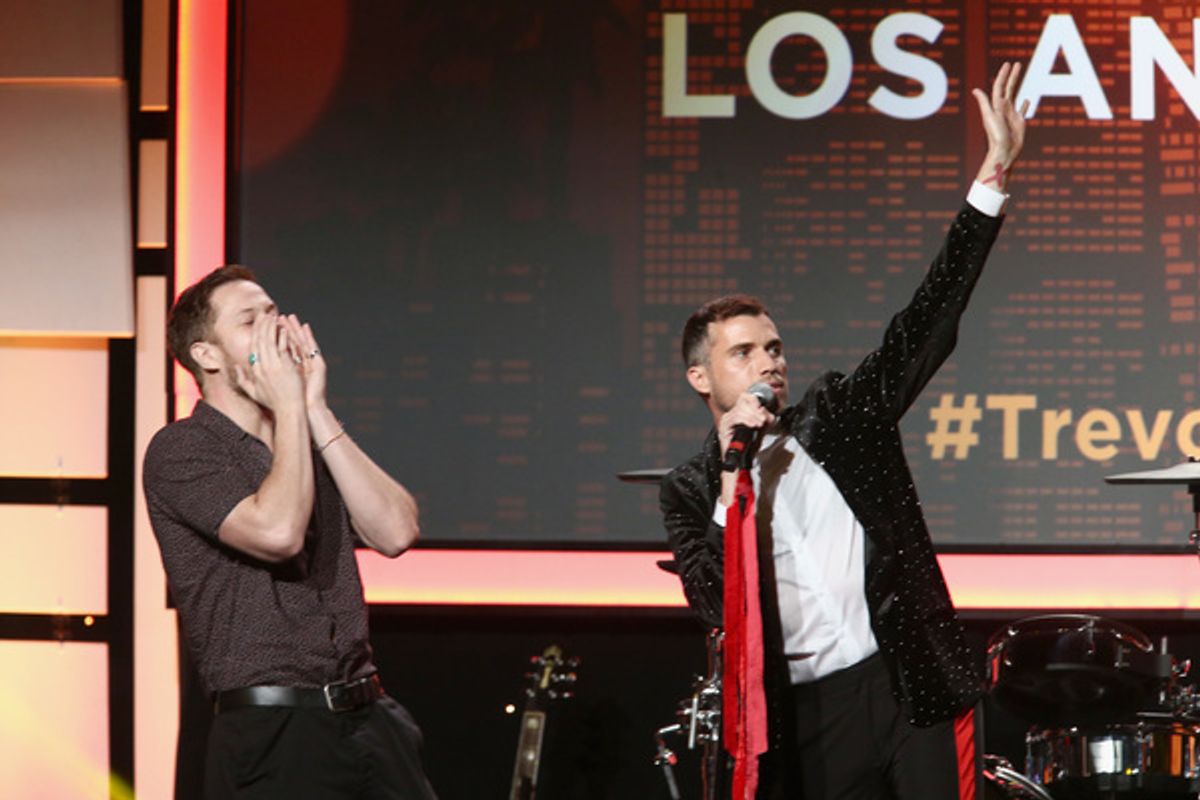 Dan Reynolds of Imagine Dragons and Tyler Glenn of Neon Trees at 