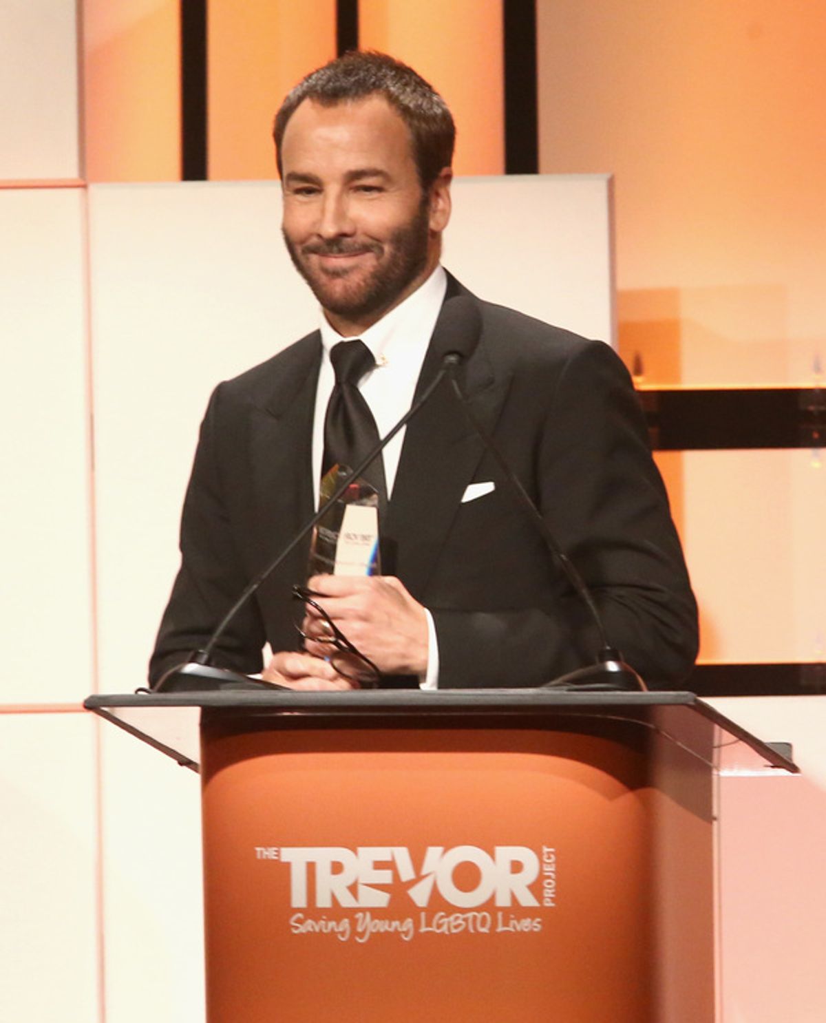 Honoree Tom Ford accepts the Hero Award at 