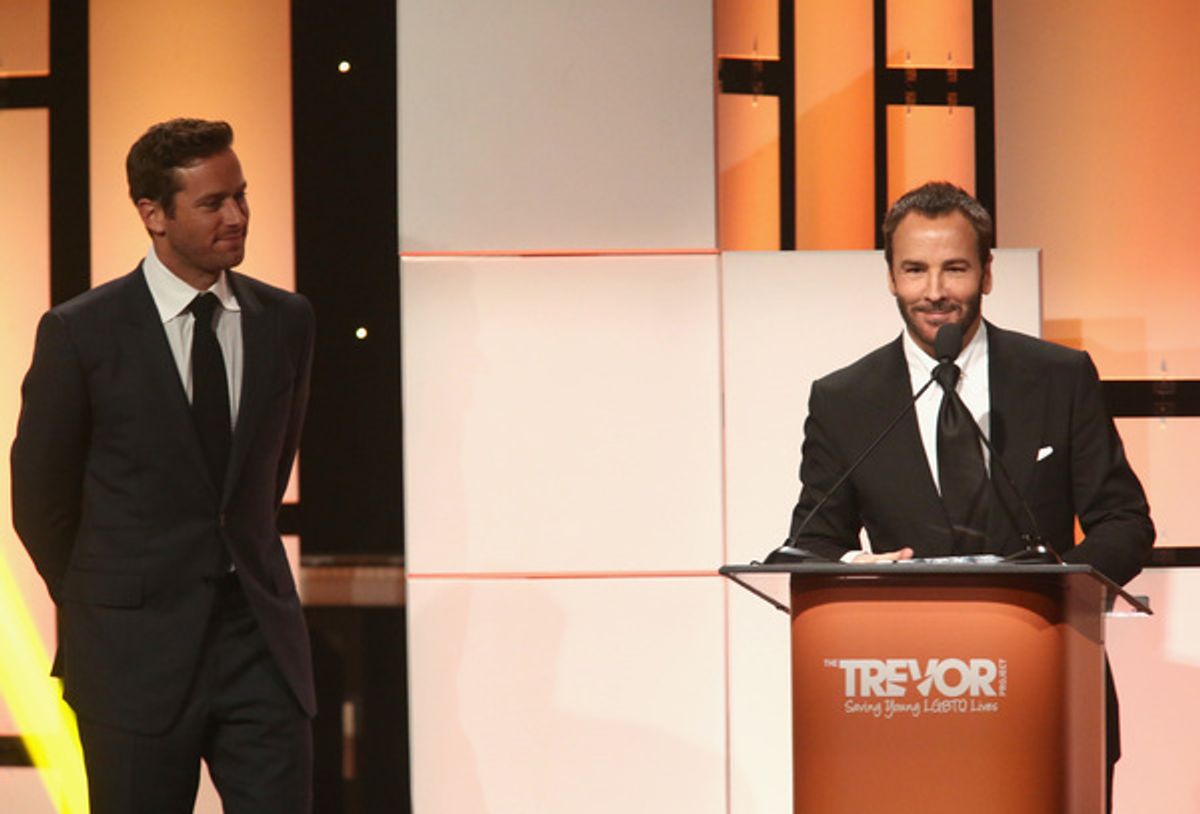 Honoree Tom Ford accepts the Hero Award from Armie Hammer at 