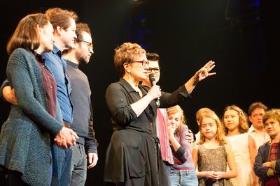 Lisa Kron addresses the final audience Photo