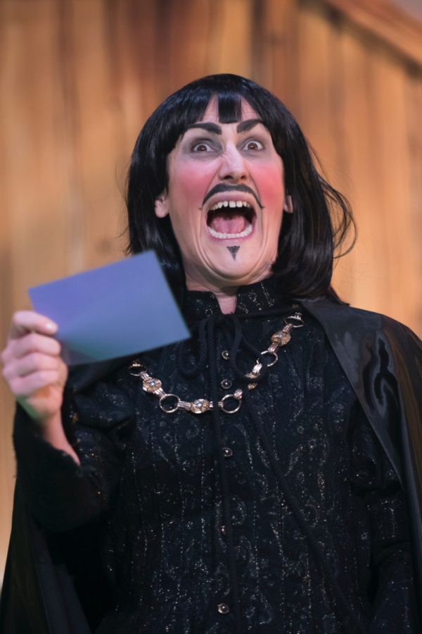 Kerry Frampton as The Sheriff of Nottingham in Robin Hood, Stantonbury Theatre Photo