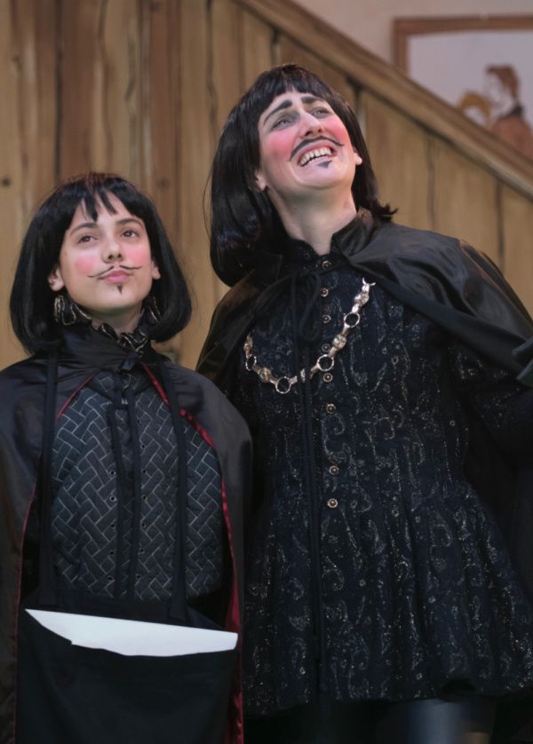 Kerry Frampton as The Sheriff of Nottingham with Nell Holleyoake in Robin Hood, Stant Photo