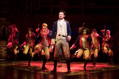 centre Jamael Westman (Alexander Hamilton) with West End cast of Hamilton - Photo cre Photo