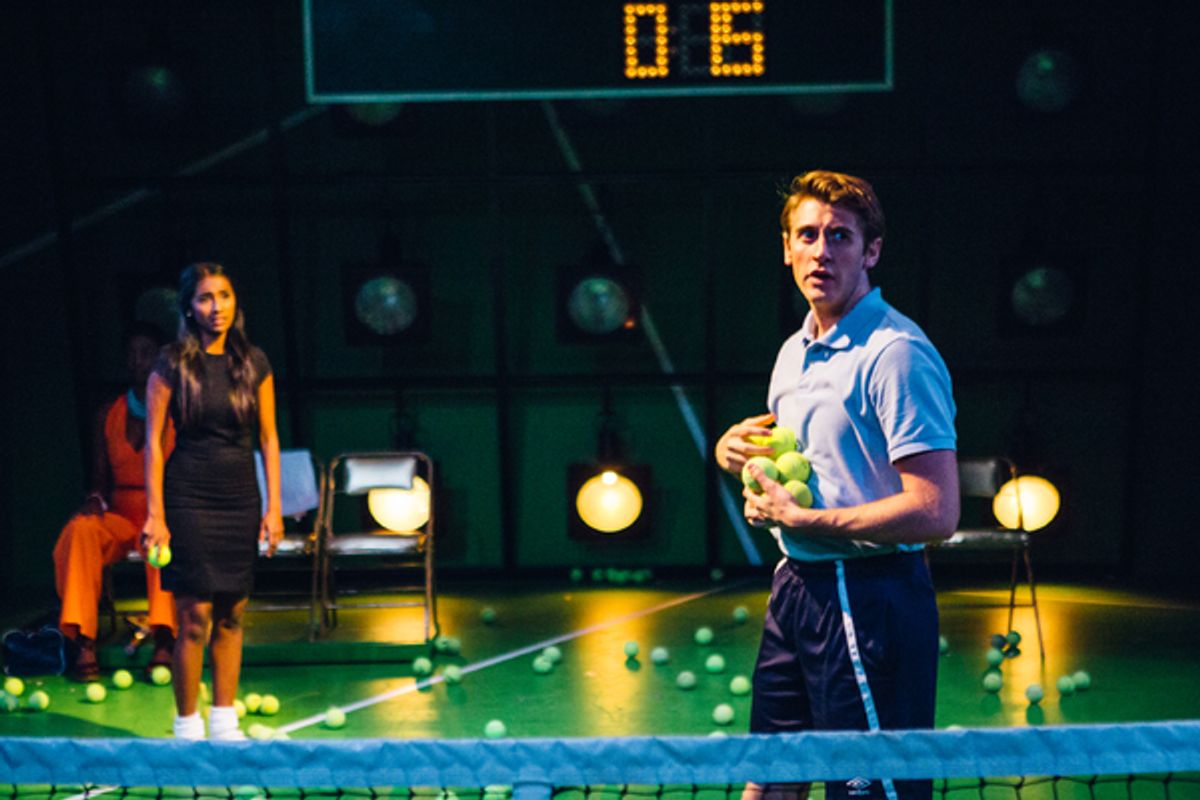 LÂ­R: Elisha Mudley and Alex J. Gould in BALLS. Photo by Os Galindo at 