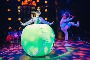 LÂ­R: Olivia McGiff and Richard Saudek in BALLS. Photo by Os Galindo Photo