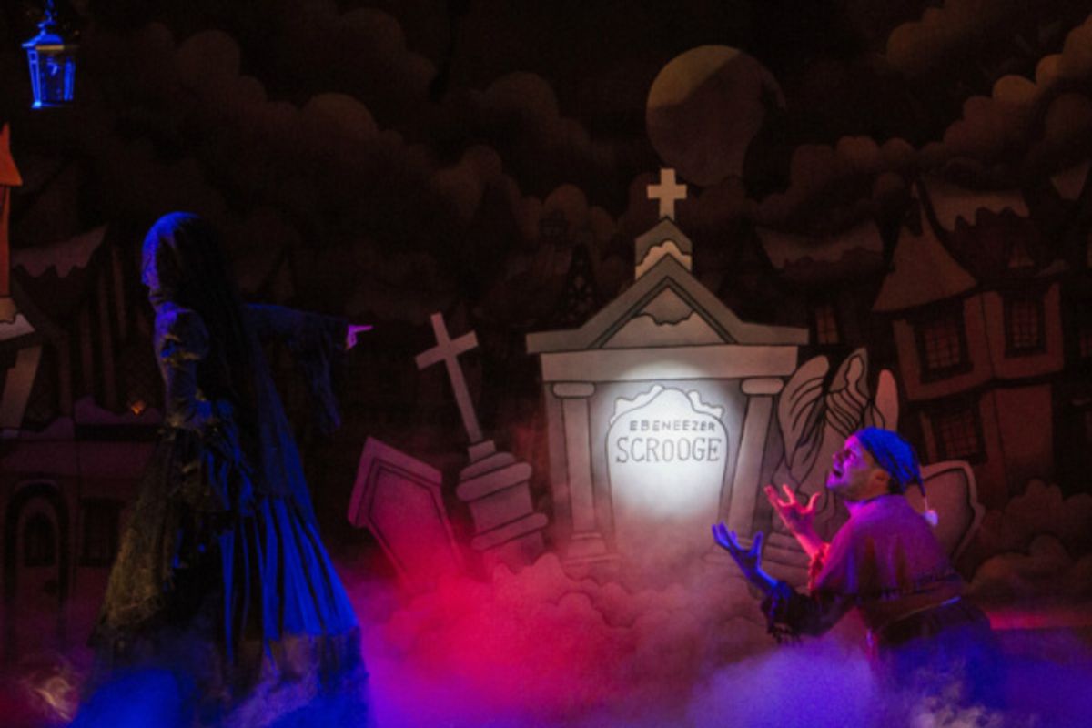 Scrooge (Eric Fletcher) sees his future

Photo by Martin Harris at 