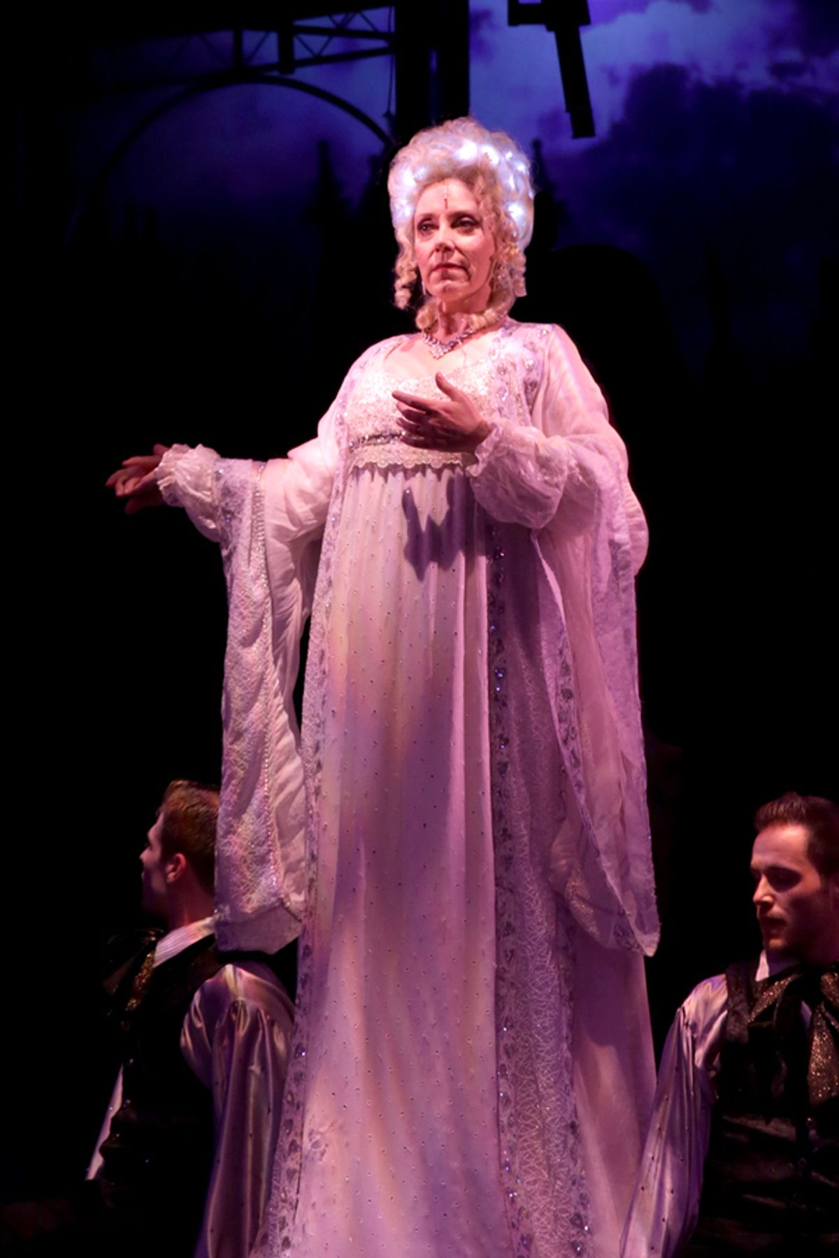 Leigh Barrett as The Ghost of Christmas Past with Will Geary and Brad Trump at 