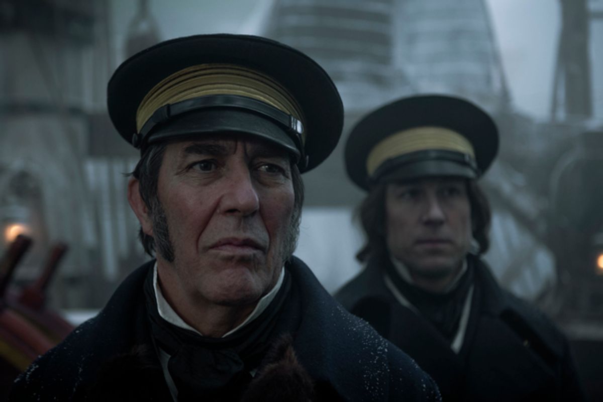 CiaraÌn Hinds as John Franklin, Tobias Menzies as James FitzjamesÂ - The Terror _ Season 1, Episode 1 - Photo Credit: Aidan Monaghan/AMC at 