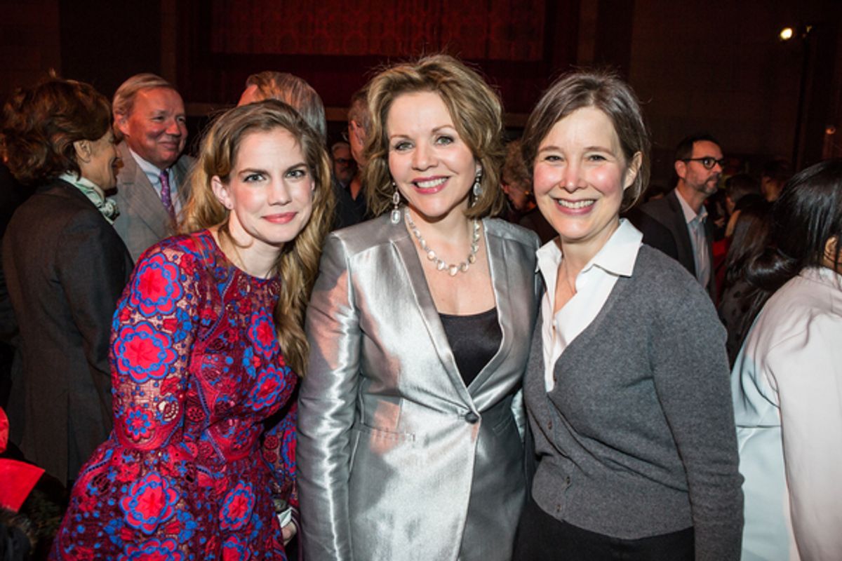 Artist Anna Chlumsky with honoree Renee Fleming and author Ann Patchett  at 