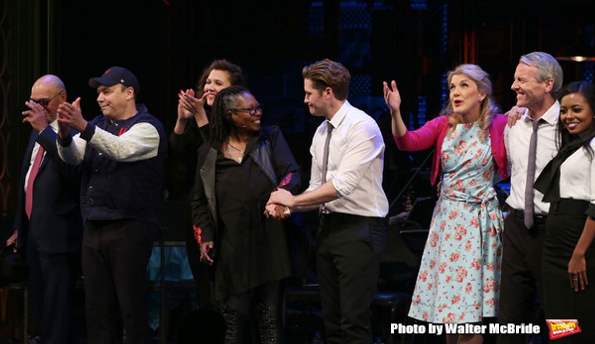 Reggie Jackson, Danny Burstein, Maggie Gyllenhaal, Whoopi Goldberg, Matthew Morrison, Victoria Clark, Adrienne Warren and cast at 