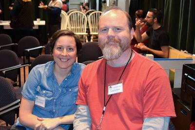Dorea Schmidt (Sally/Flora) and Todd Scofield (White Chorus Man) Photo