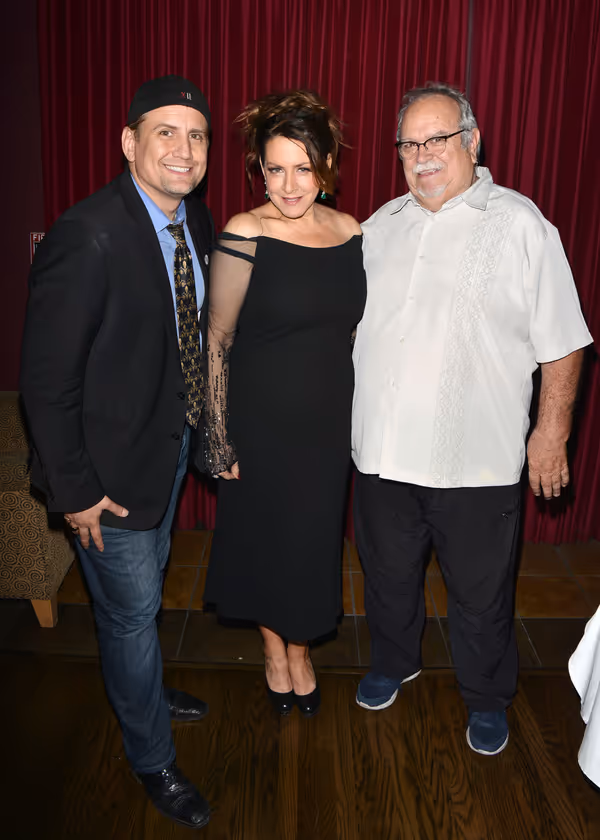 Producer Chris Isaacson, Joely Fisher and Production Manager Ronn Goswick Photo