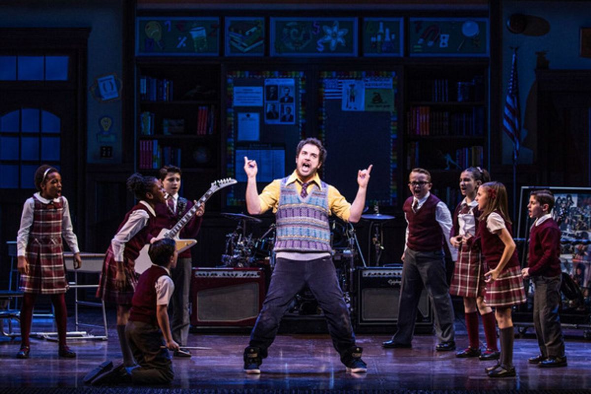 Justin Collette and the kids of SCHOOL OF ROCK at 