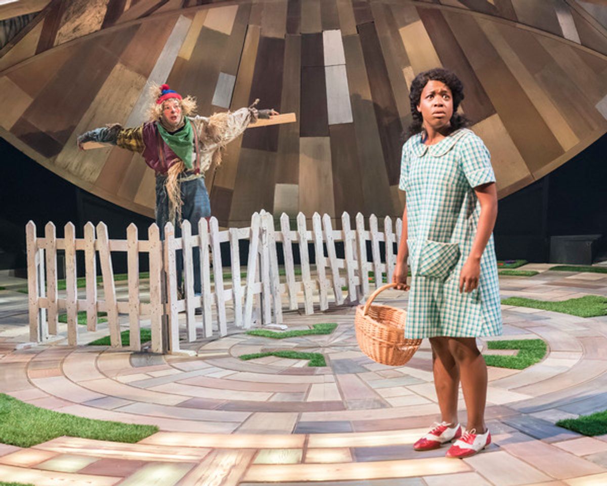 Andrew Langtree as Scarecrow and Gabrielle Brooks as Dorothy at 