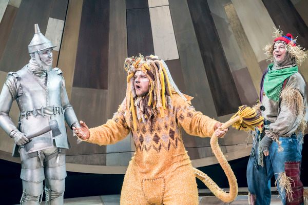 Max Parker as Tin Man, Jonathan Broadbent as Lion and Andrew Langtree as Scarecrow Photo