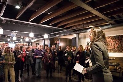 Terrie and Bradley Bloom A.R.T. Artistic Director Diane Paulus welcoming donors to a  Photo