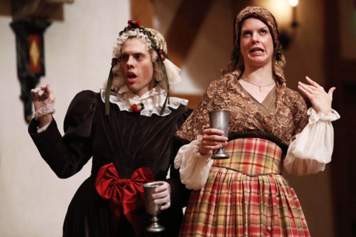 Josh Clark as Plump Sister and Annabelle Rollison as Mrs. Fred in A CHRISTMAS CAROL. at 