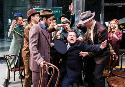Zac Efron, James Corden, and Hugh Jackman perform in Crosswalk The Musical in New Yor Photo