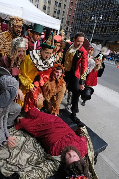 Hugh Jackman and James Corden perform in Crosswalk The Musical in New York City Photo