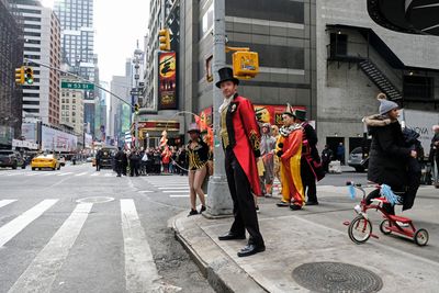 Hugh Jackman performs in Crosswalk The Musical in New York City Photo