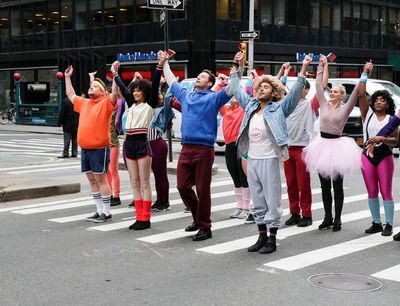 James Corden, Zendaya, Hugh Jackman, and Zac Efron perform in Crosswalk The Musical i Photo