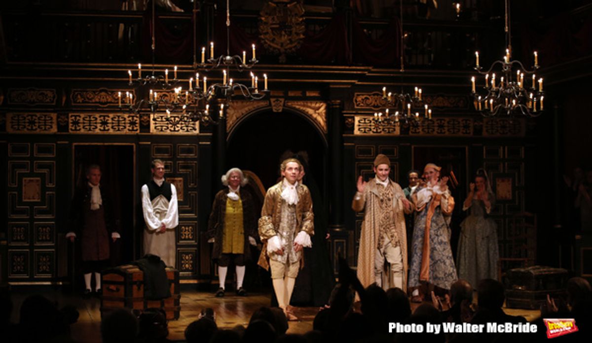 Sam Crane with Mark Rylance and the cast at 