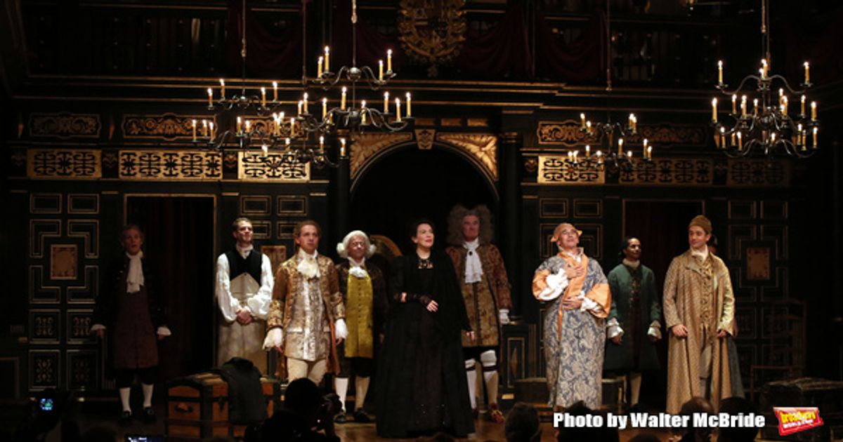 Sam Crane with Mark Rylance and the cast at 