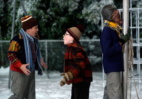 A CHRISTMAS STORY LIVE!: Cast members Sammy Ramirez, Andy Walken and JJ Batteast duri Photo