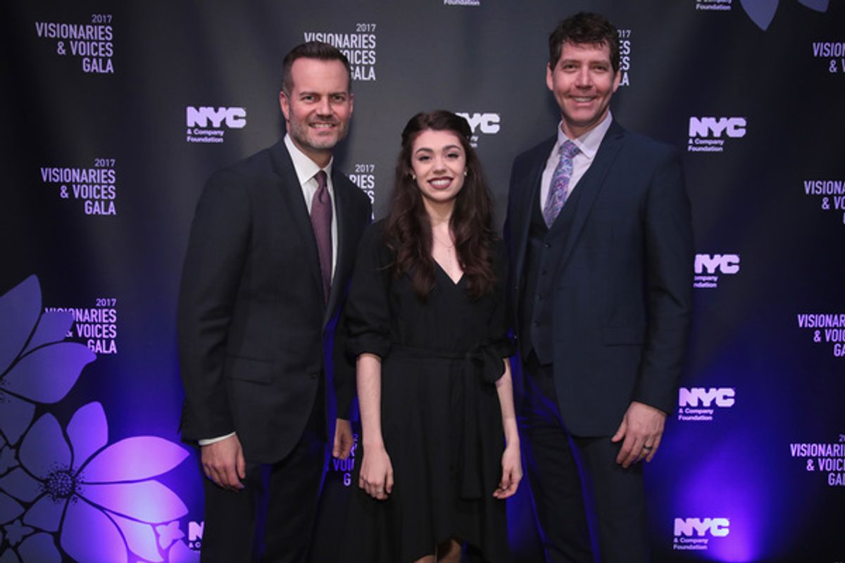 NEW YORK, NY - DECEMBER 18:  Fred Dixon of NYC & Company, and Kelly Ann Voorhees and James Barbour of Phantom of the Opera attend the NYC & Company Foundation Visionaries & Voices Gala 2017 on December 18, 2017 in New York City.  (Photo by Cindy Ord/Getty at 