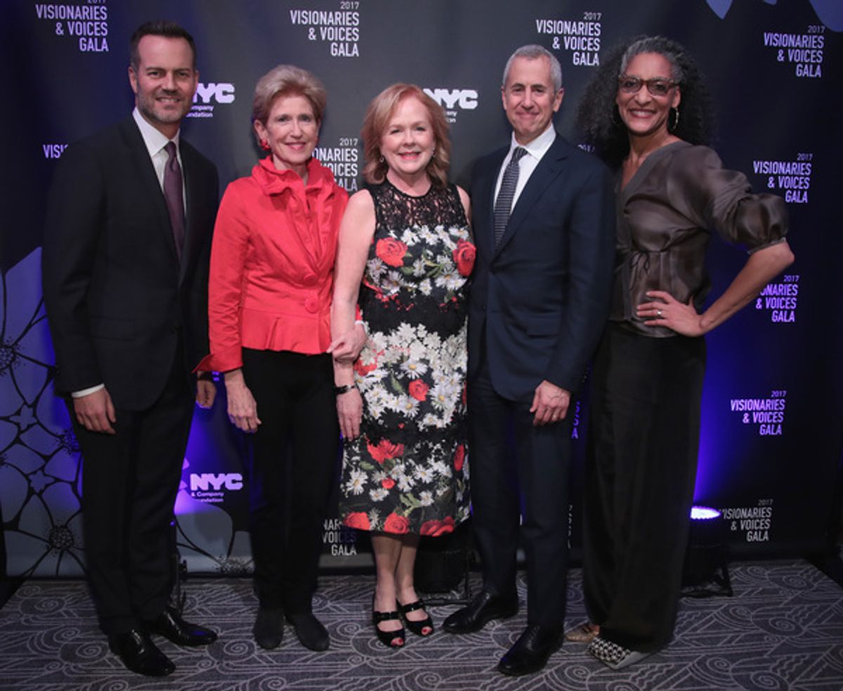 NEW YORK, NY - DECEMBER 18:  (L-R) Fred Dixon of NYC & Company, Emily Rafferty of NYC & Company Board, Susan Ungaro of James Beard Foundation, Danny Meyer of Union Sq Hospitality Group, and Carla Hall attend the NYC & Company Foundation Visionaries & Voic at 