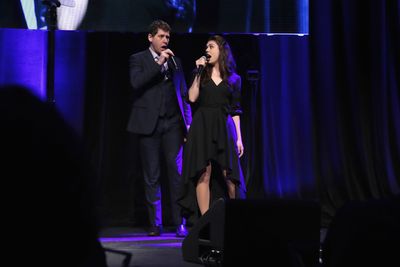 NEW YORK, NY - DECEMBER 18:  James Barbour and Kelly Ann Voorhees perform  Phantom of Photo